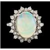 Image 2 : 3.20 ctw Opal and Diamond Ring - 14KT White Gold