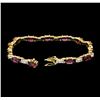 Image 4 : 8.50 ctw Ruby and Diamond Bracelet - 14KT Yellow and White Gold