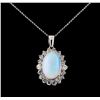 Image 1 : 10.61 ctw Opal and Diamond Pendant With Chain - 14KT White Gold