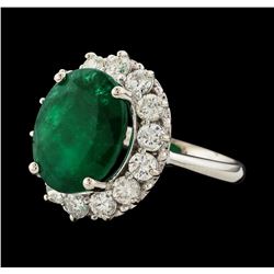 7.16 ctw Emerald and Diamond Ring - 14KT White Gold