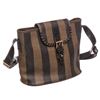 Fendi Brown Coated Canvas Leather Stripe Shoulder Bag