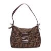 Fendi Brown Nylon Leather Zucca Baguette Shoulder Bag