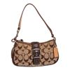 Image 1 : Coach Brown Monogram Canvas Suede Trim Pochette Shoulder Handbag