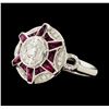 Image 1 : 1.10 ctw Ruby and Diamond Ring - 18KT White Gold