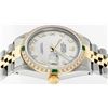 Image 4 : Rolex Mens 2 Tone 14K Mother Of Pearl Diamond & Emerald 36MM Datejust Wristwatch