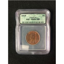 1916 CANADA ONE CENT (ICG-MS64 RB)