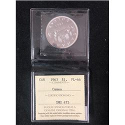 1963 Canada Dollar ICCS Certified PL-66 Cameo