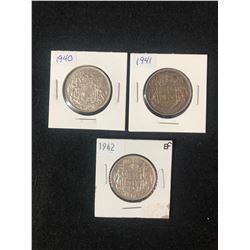 1940'S George VI Canadian Silver 50 Cents Lot