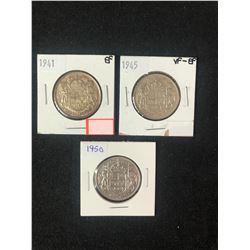 1940-50'S George VI Canadian Silver 50 Cents Lot