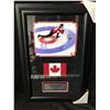 Image 1 : BRAD GUSHUE SIGNED CANADA-CURLING 2006 GOLD 26 X 16 FRAMED PHOTO DISPLAY (GAMEDAY COA)