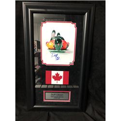 DUFF GIBSON SIGNED (TEAM CANADA-SKELETON 2006 OLYMPICS GOLD) 14" X 28" GAMEDAY COA