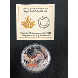 2016 $20 FINE SILVER COIN REGAL-RED TAILED HAWK (ROYAL CANADIAN MINT)