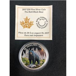 2017 $20 FINE SILVER COIN THE BOLD BLACK BEAR (ROYAL CANADIAN MINT)