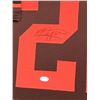 Image 2 : Jabrill Peppers Signed Cleveland Browns 34x42 Custom Framed Jersey (JSA COA)