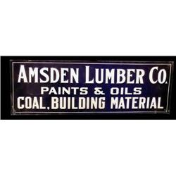 Tin embossed sign, "Amsden" lumber