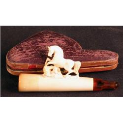 Meershaum 4" Cigar Holder, carved horse in origin