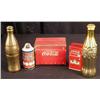 Image 1 : 2 Gold 100th Anniversary Coca-Cola bottles & A ca