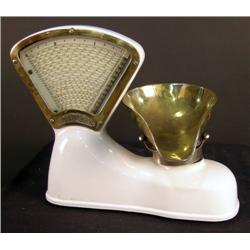 "Sanitary" porcelain scale w/ original brass pan