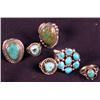 Image 1 : Lot of 6 Navajo Turquoise and Silver Rings