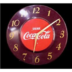 Coca-Cola round tin clock 1950's 18" Diameter