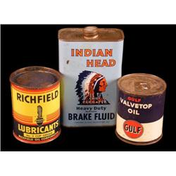 1 lot of 3 oil cans "Richfield" "Gulf" "Indian"