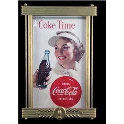 Coca-Cola cardboard "Coke Time" gold wooden frame