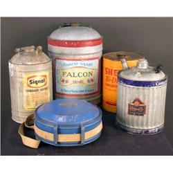 1 lot of 6 items 5 old cans and a large metal can