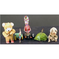 1 lot of 5 misc wind-up toys