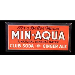 "Minaqua Club Soda" tin sign 4" x 8 "