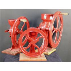 1 lot of 3 single wheel corn meal grinders
