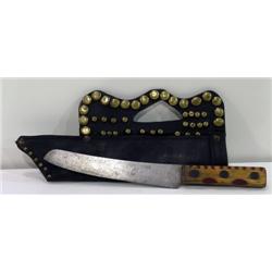 Sioux Indian Knife w/ Brass Studded Knife Sheath