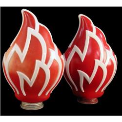 Lot of 2 Flame shaped Glass Gas Pump Globes