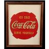 Image 1 : Coca-Cola Round sign- cardboard 1944 framed   12"