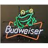 Image 1 : Budweiser Beer with Frog Neon Sign 24"l x 20"h