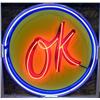 Image 1 : "OK" Neon 42" round porcelain   Blinking OK