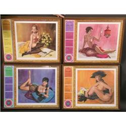 4pc 1968 Harolds Club Pin Up Calendar, framed