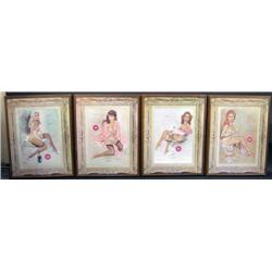 4pc 1970 Harolds Club Pin Up Calendar, framed