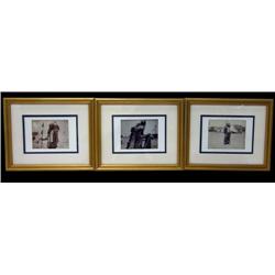 3 authentic Indian photographs in front of Buffal