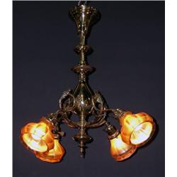 Original Light Fixture w/4 Signed Quesel Shades