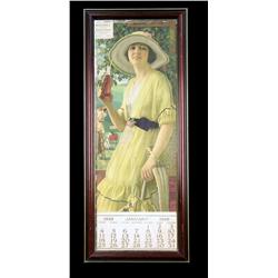 1920 Coca-Cola Girl Calendar Full Pad  Framed 14"