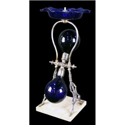 Victorian ornate room atomizer cobat blue glass