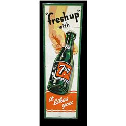 7-Up Tin Sign  42" Tall  c. 1951