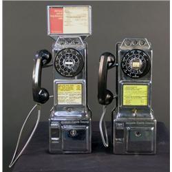 One lot of 2 pay telephones in chrome with keys
