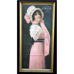 Coca-Cola 1914 Betty Calendar Top, Framed 14"x28"