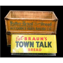  2 Wooden Butter-Krust Bread Bins & Town Talk Brd