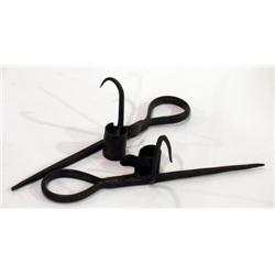 Lot of 2 Miners' candlesticks from Virginia City,