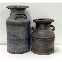 2 Cream Cans Large and Small 1-20" high, 1-15"hig