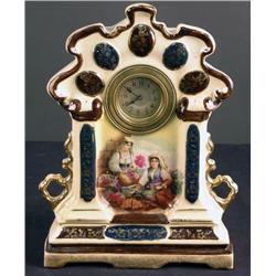 Porcelain Mantel Timepiece two women selling flow