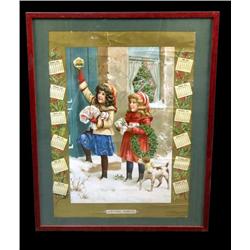 1906 Christmas Calendar w/2 Little Girls Framed