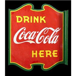 Coca-Cola flange sign porcelain 2 sided  1940's  